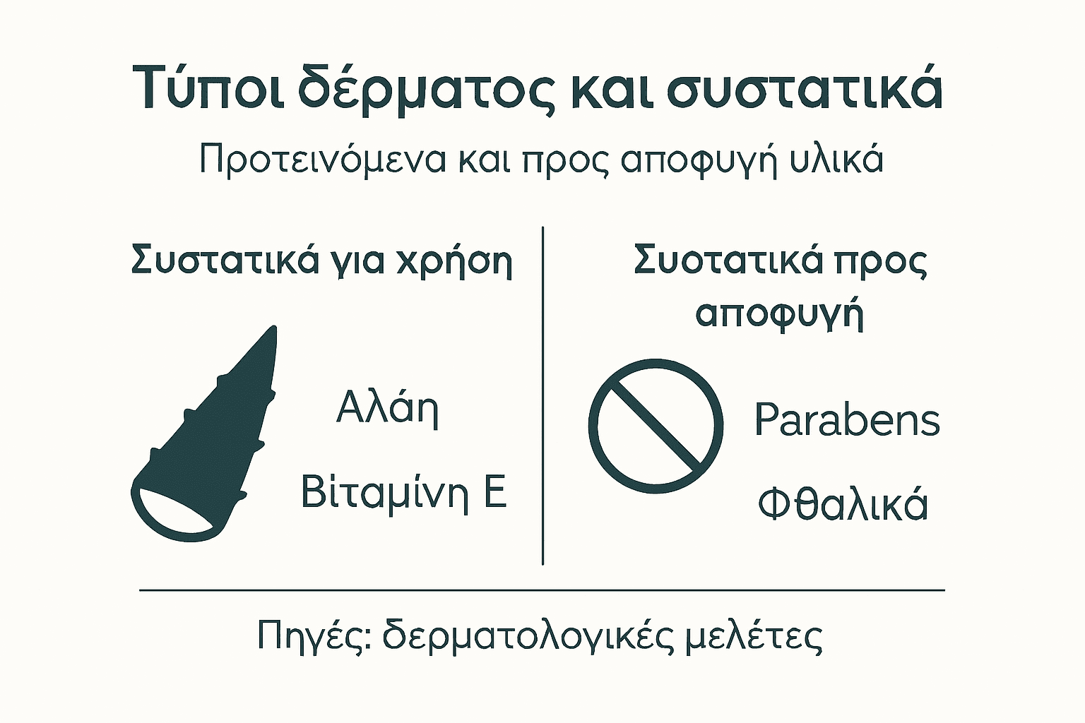 Οδηγός με τύπους δέρματος και βασικά συστατικά περιποίησης