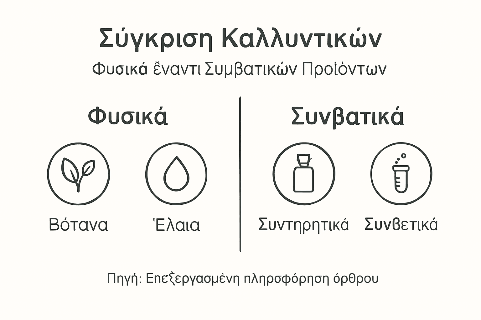 Γραφικό με αναλυτική παρουσίαση των διαφορών ανάμεσα στα είδη καλλυντικών