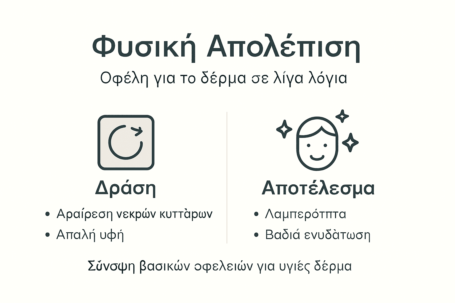 Εικαστική παρουσίαση με τα οφέλη της φυσικής απολέπισης για την επιδερμίδα