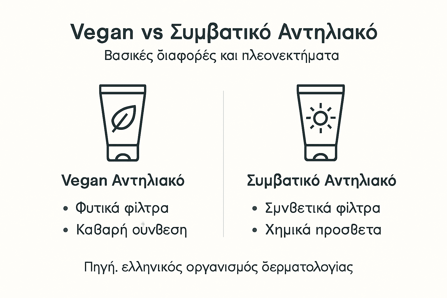Εικονογραφημένος οδηγός: Βασικές διαφορές ανάμεσα σε vegan και συμβατικά αντηλιακά