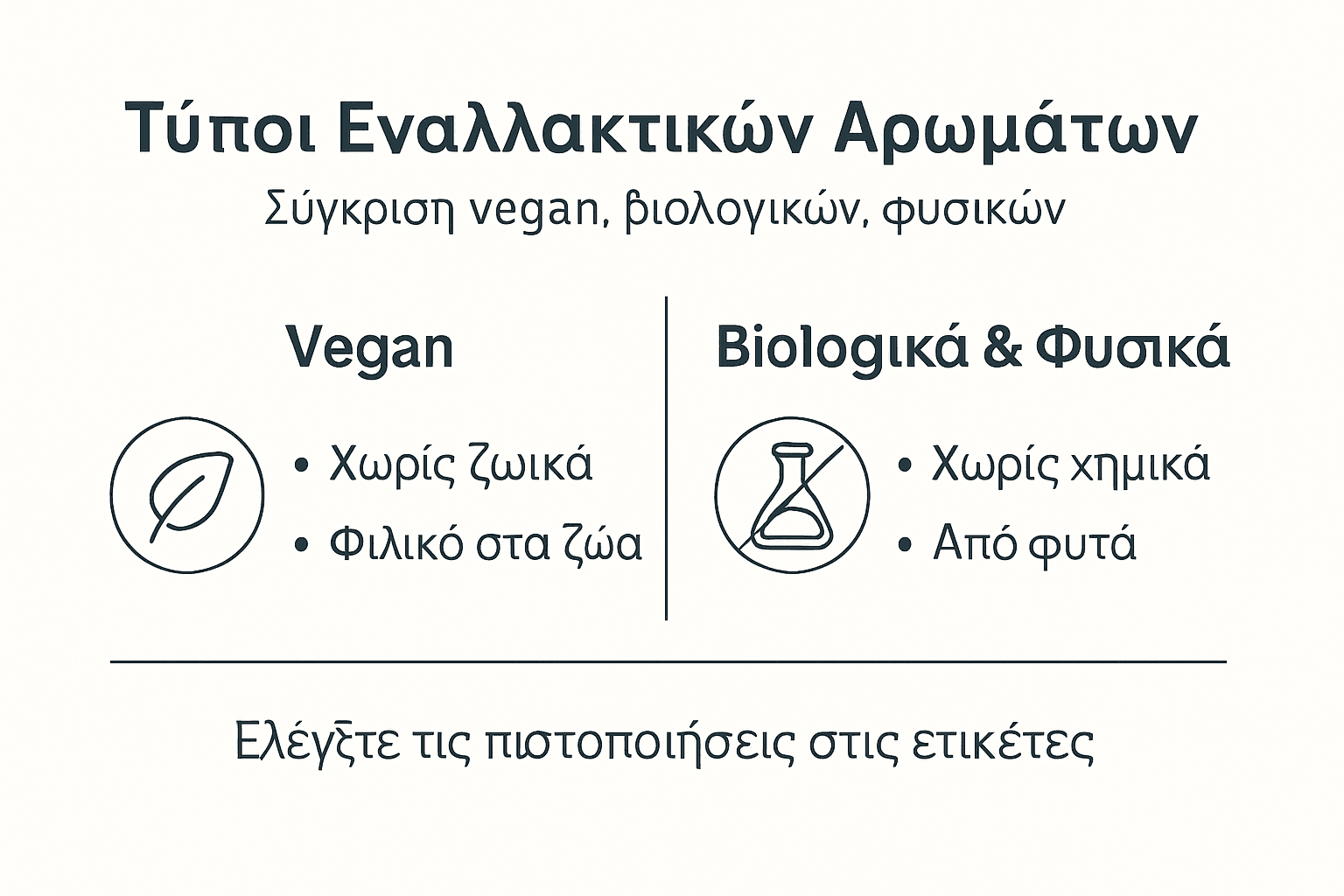 Εικονογράφηση με διαφορετικές κατηγορίες εναλλακτικών αρωμάτων