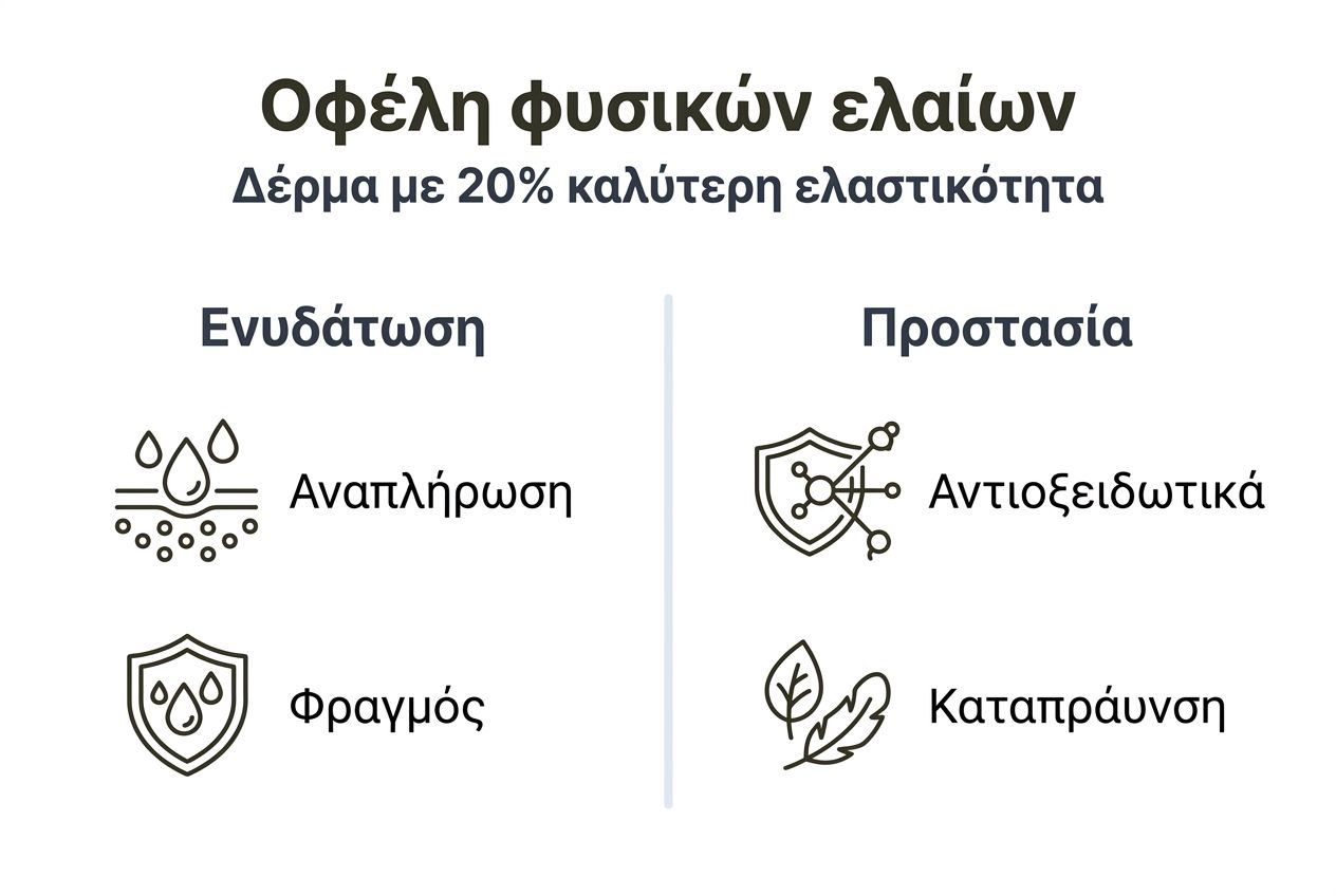Απλή γραφική απεικόνιση για τα οφέλη των ελαίων στο δέρμα