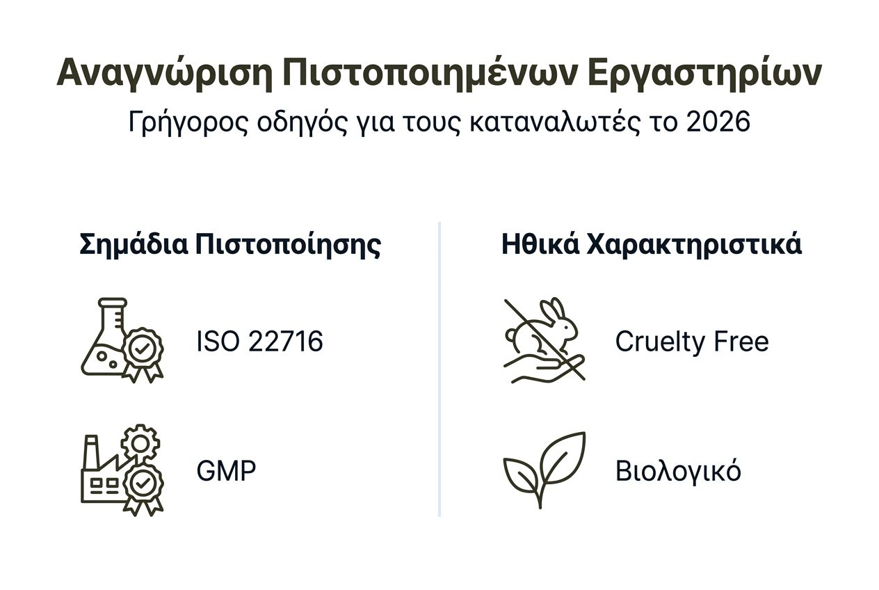 Διαδραστικό γράφημα που παρουσιάζει τα βασικά στάδια αναγνώρισης ενός εργαστηρίου καλλυντικών