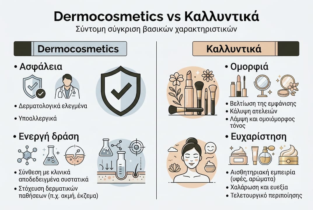 Εικονογραφημένος οδηγός: Ποια είναι η διαφορά μεταξύ δερμοκαλλυντικών και καλλυντικών;