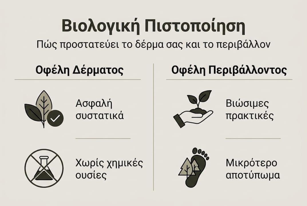 Ενημερωτικό γραφικό: Τα οφέλη της πιστοποίησης βιολογικών προϊόντων περιποίησης δέρματος
