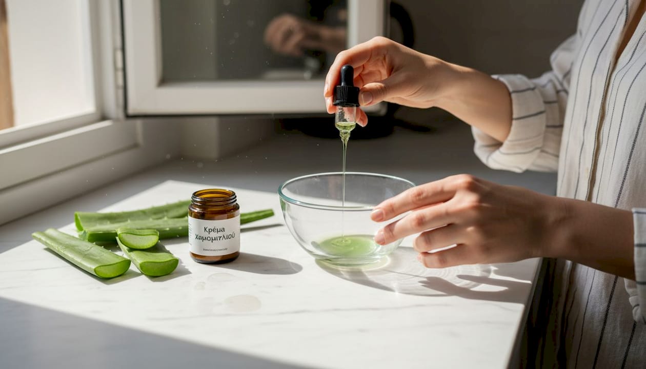Χέρια δημιουργούν φυσικά εκχυλίσματα για περιποίηση προσώπου και σώματος