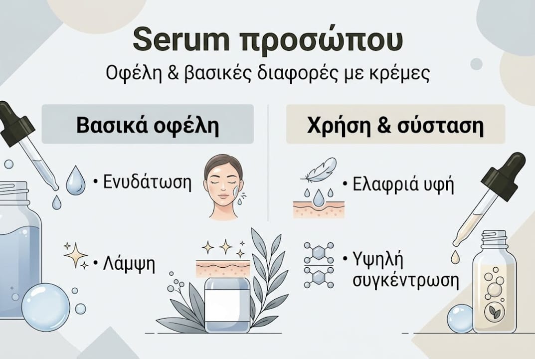 Διαδραστικό γραφικό που παρουσιάζει τα βασικά πλεονεκτήματα και τις διαφορές των ορών προσώπου