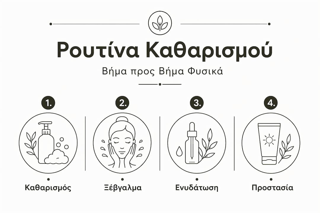 Εικονογραφημένος οδηγός για φυσικό καθαρισμό προσώπου, βήμα προς βήμα