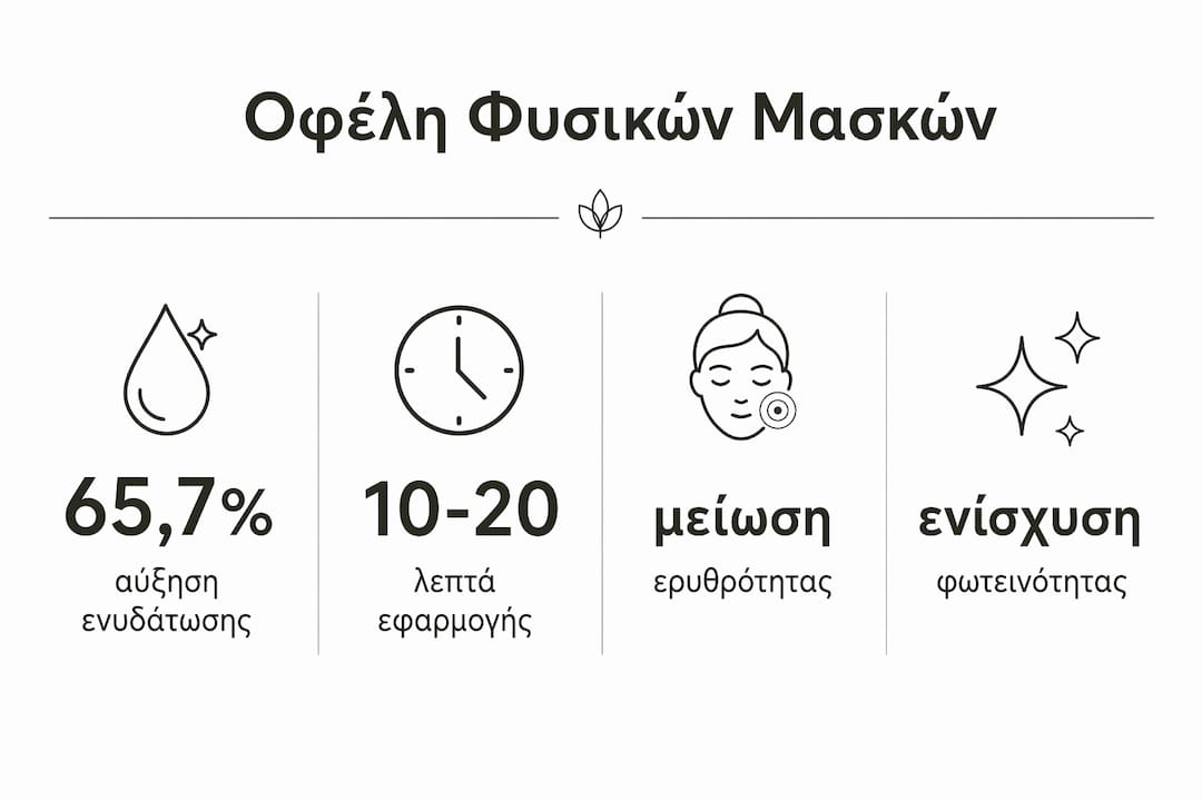 Εικονογραφημένη παρουσίαση με τα επιστημονικά οφέλη των φυσικών μασκών προσώπου