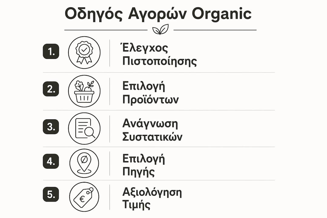 Εικονογραφημένος οδηγός με βασικά βήματα για την αγορά βιολογικών καλλυντικών