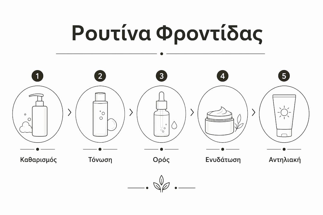 Εικονογραφημένος οδηγός με όλα τα βήματα για σωστή περιποίηση προσώπου