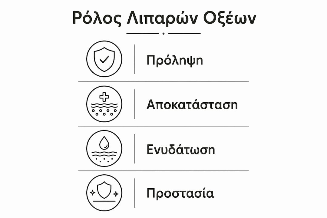 Ενημερωτικό γράφημα: Πώς τα λιπαρά οξέα συμβάλλουν στην ενυδάτωση και υγεία της επιδερμίδας, βήμα προς βήμα