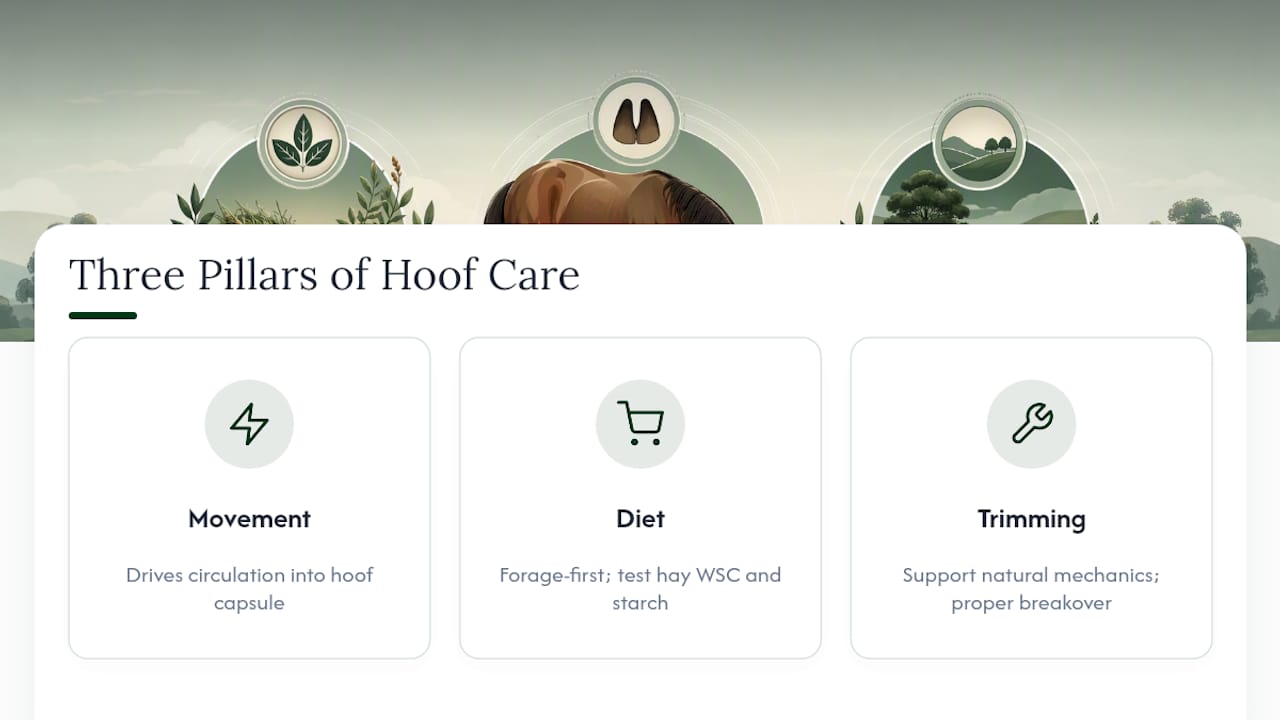 Three pillars of natural hoof care