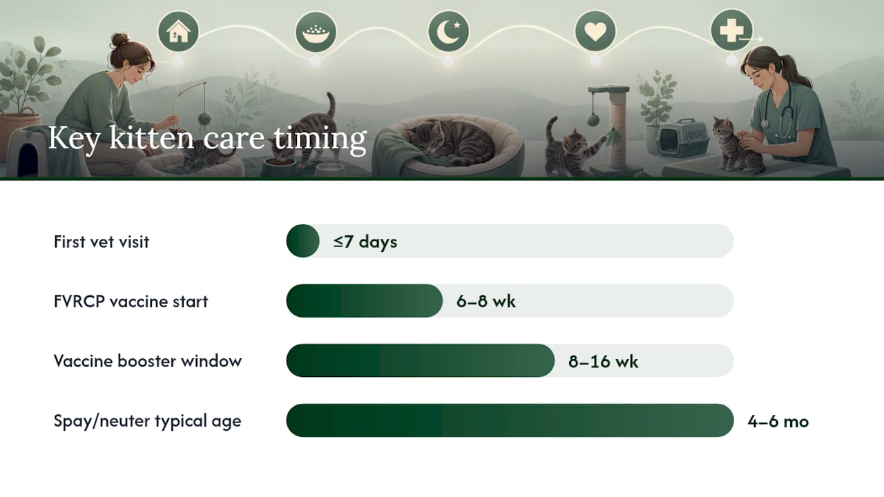 The First Vet Visit and Vaccine Schedule Kittens Need — overview diagram