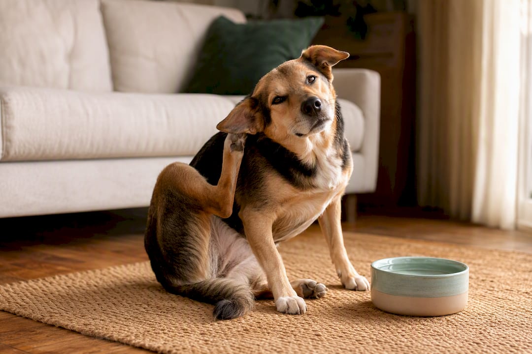 Dog showing possible itchy ear symptoms