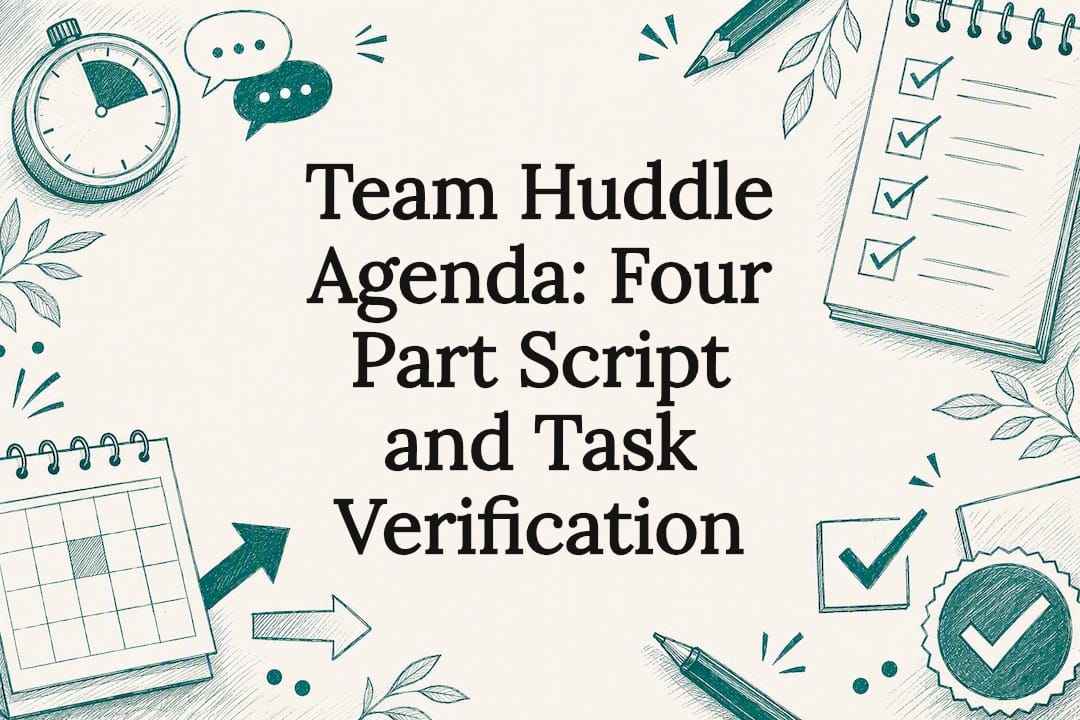 Decorative team huddle agenda title card
