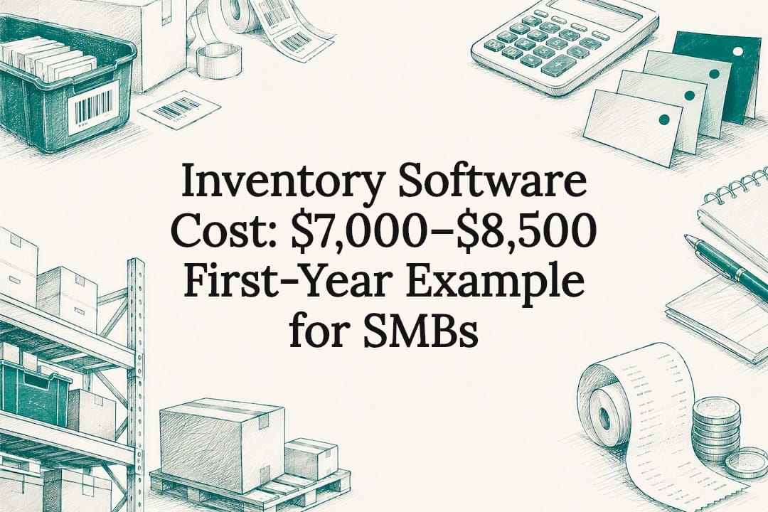 Inventory software cost title card illustration