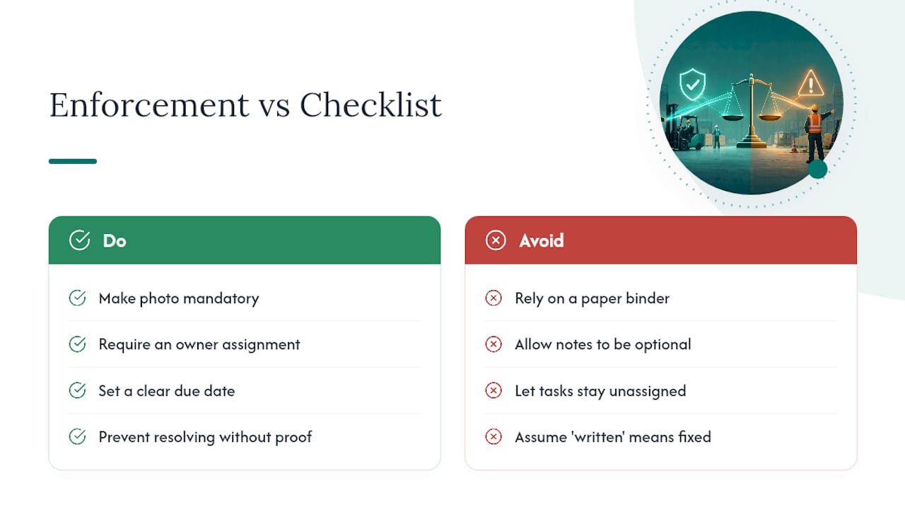 Why Enforcement Beats the Checklist Itself — overview diagram