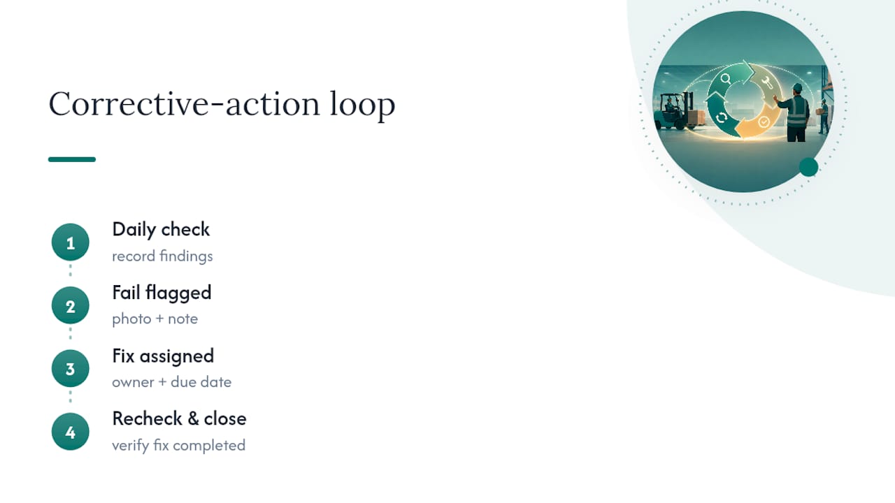 Corrective action loop from check to closure