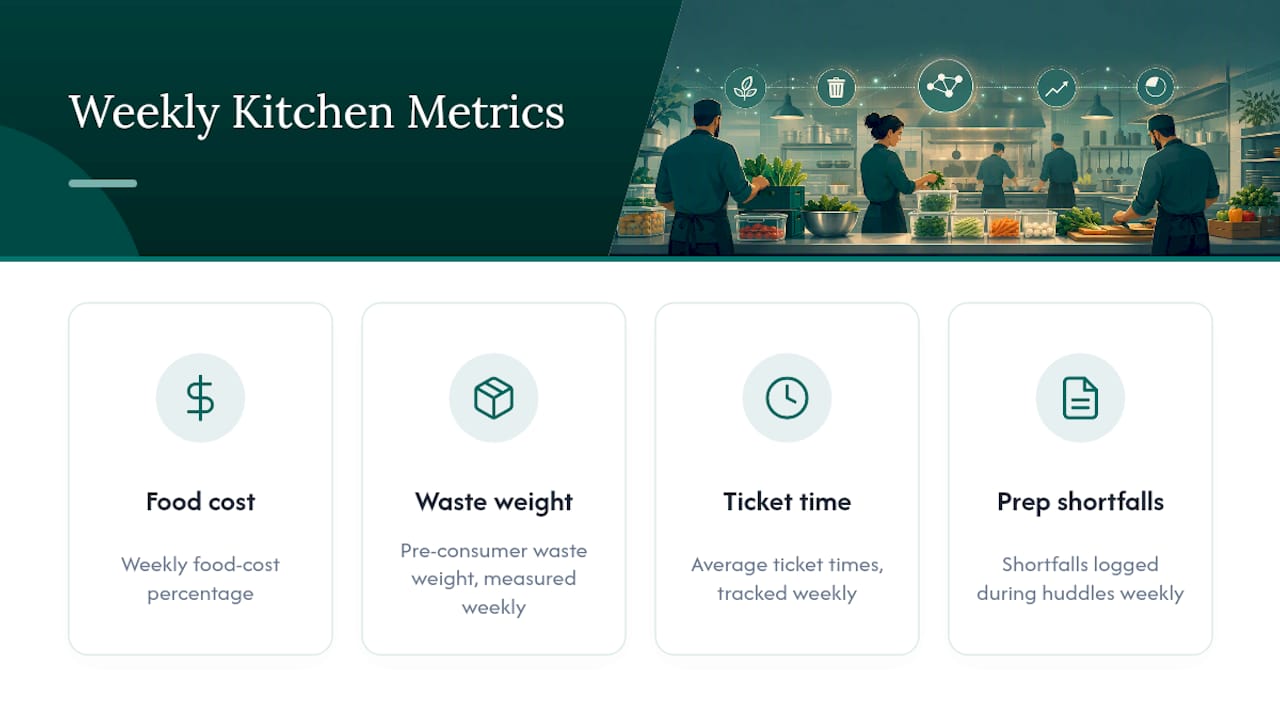 Four weekly restaurant performance metrics