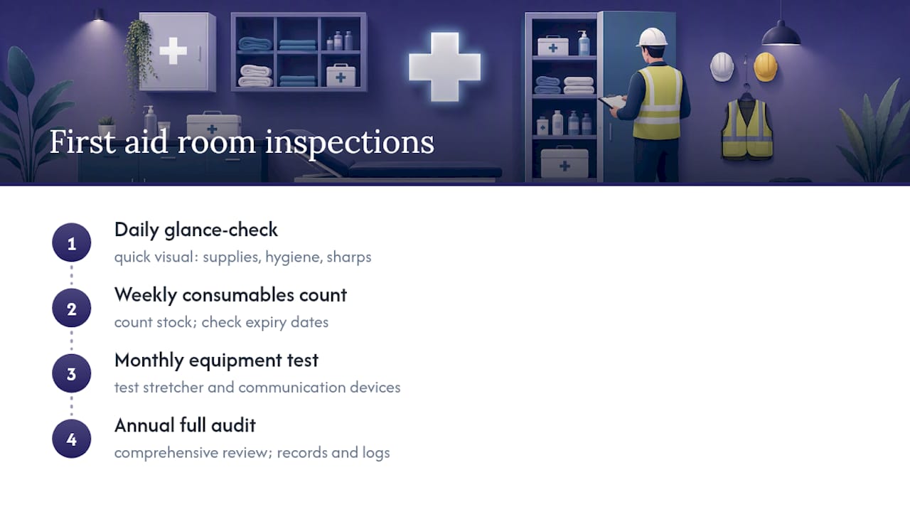 First aid room inspection schedule