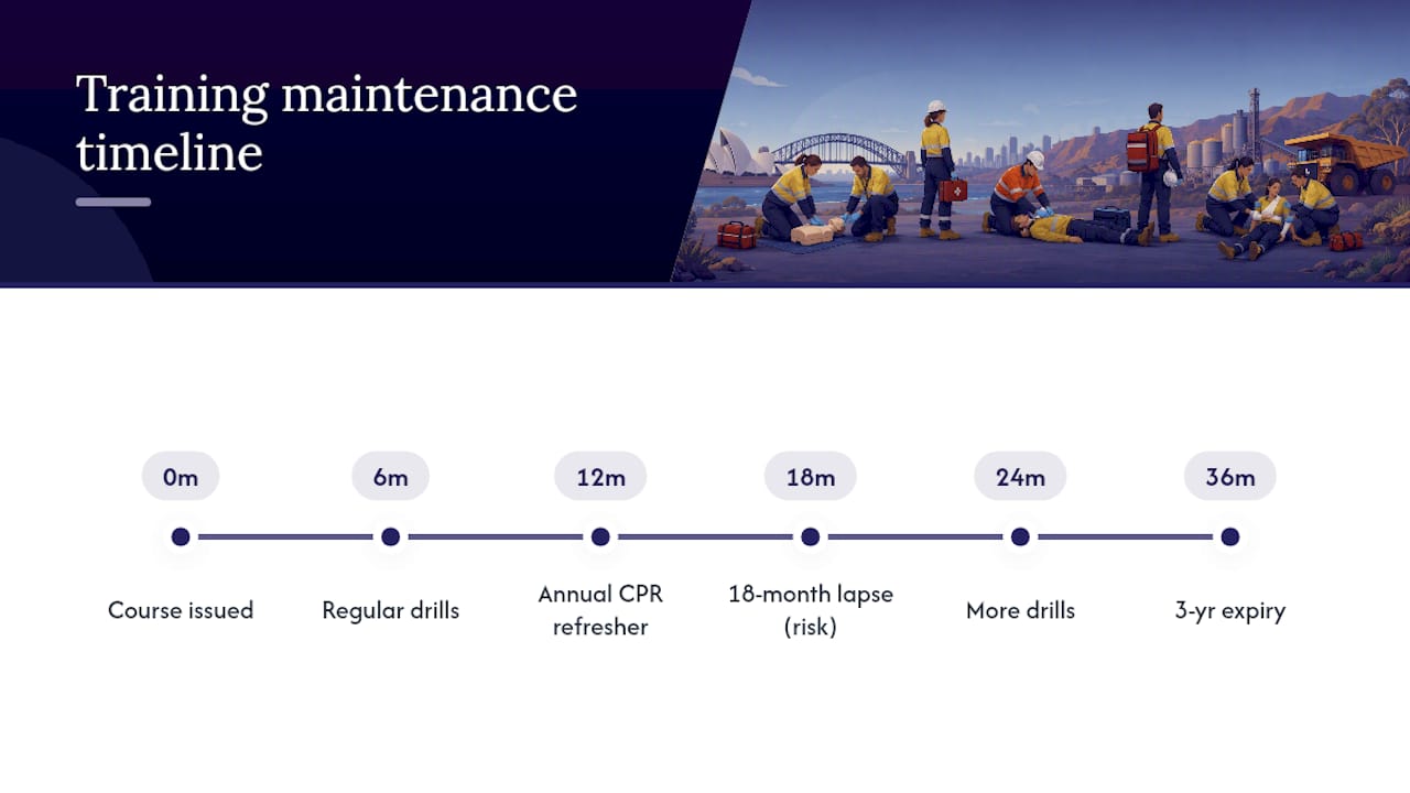 Timeline of first aid certificates and refreshers