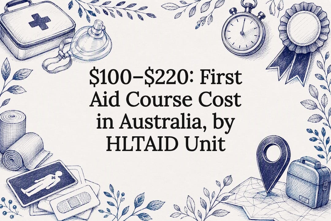 Decorative first aid course cost title card