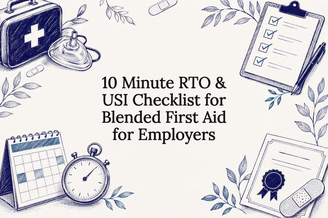 Decorative blended first aid checklist title card