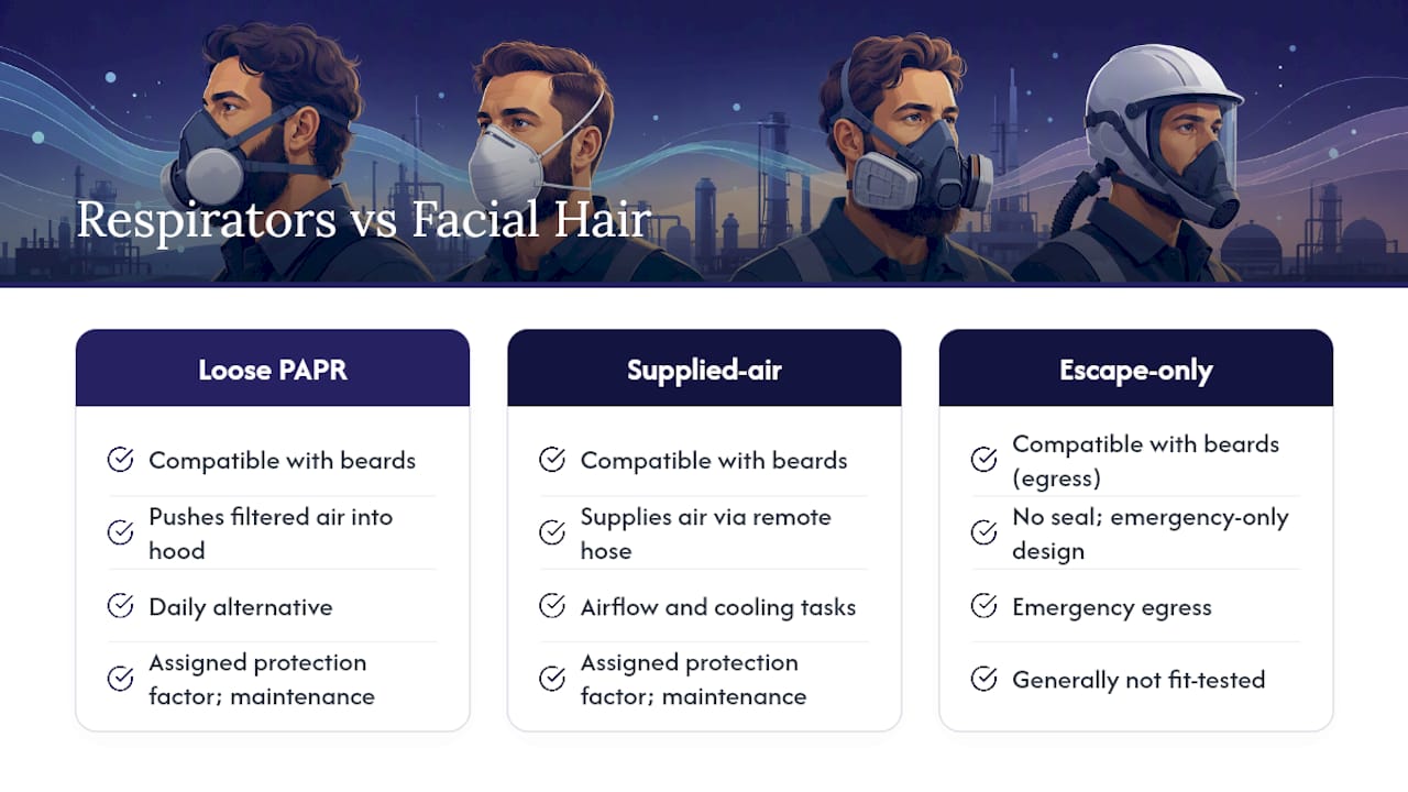 Respirator options for facial hair