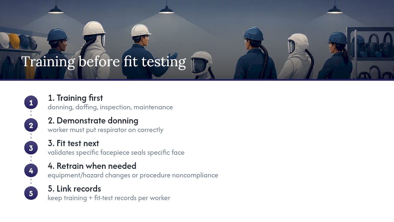 Sequencing training and fit testing correctly — overview diagram