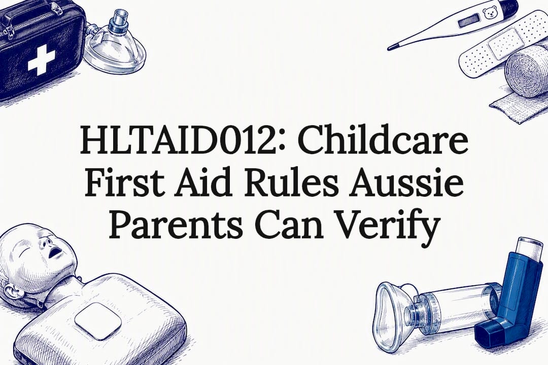 Childcare first aid title card illustration