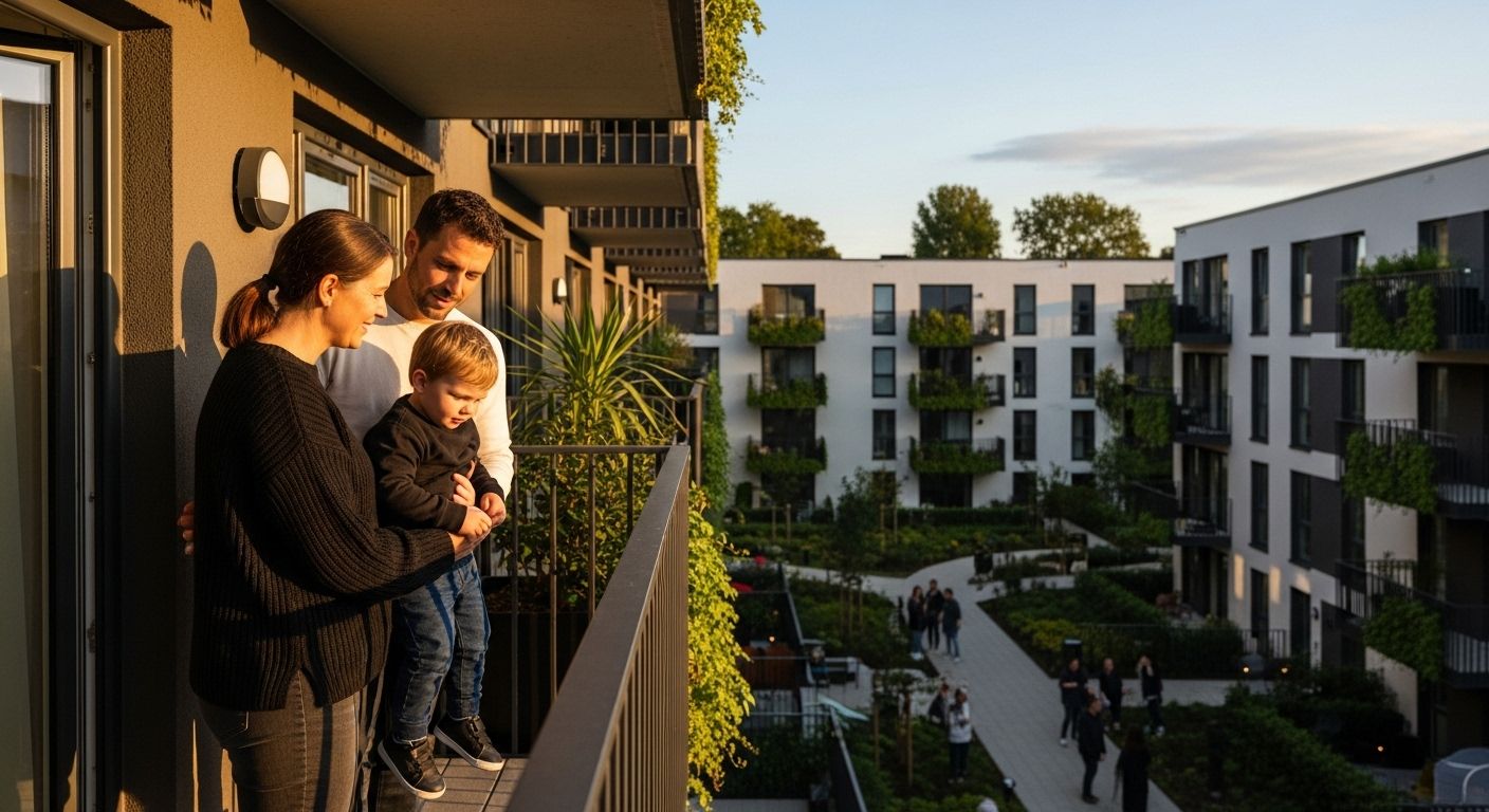 szczęśliwi mieszkańcy nowe osiedle