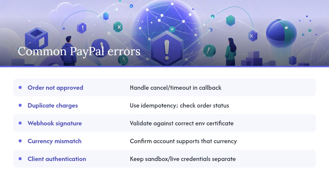 Common PayPal Integration Problems and How to Fix Them — overview diagram