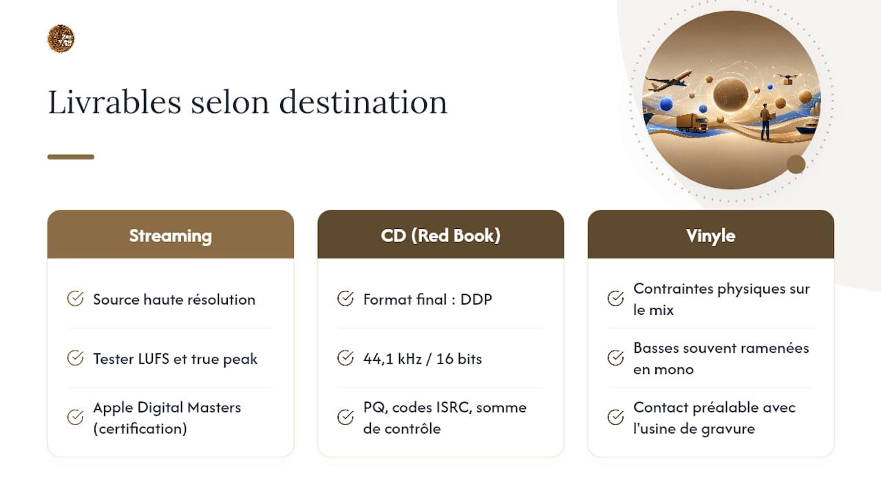 Supports audio destinés à quatre types de diffusion