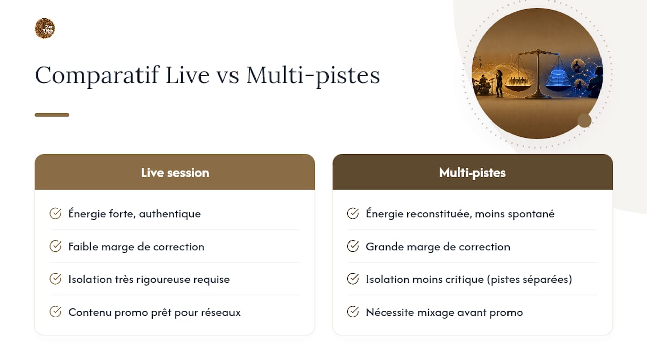 Comparaison entre session live et enregistrement multipistes