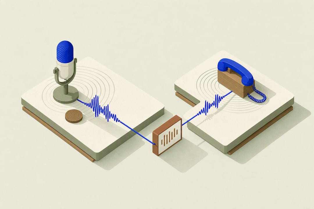 Illustration isométrique d'une connexion audio téléphonique