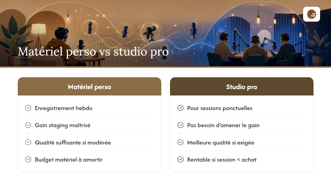 Comparaison entre studio professionnel et matériel personnel