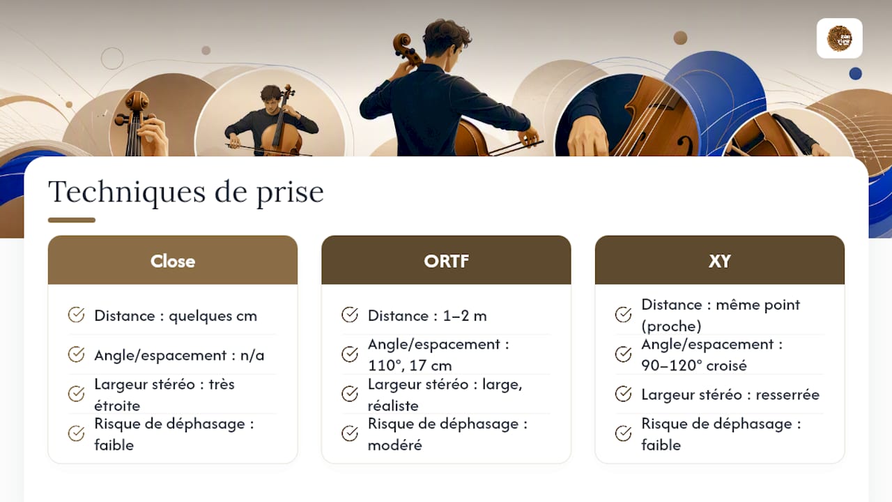 Comparaison des techniques de micro pour violoncelle