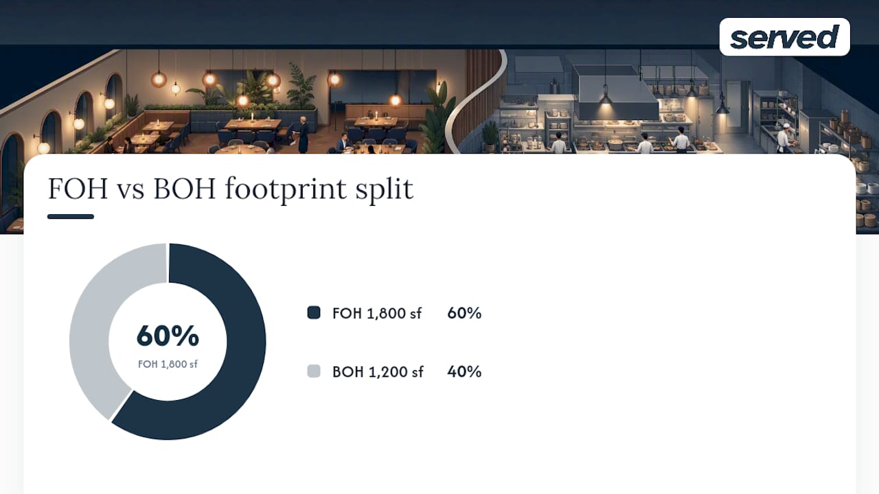 Restaurant front-of-house and back-of-house space allocation