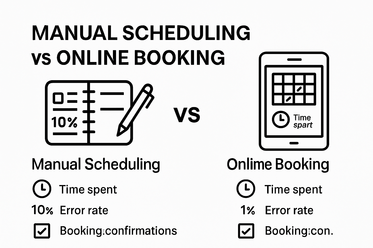 Infographic comparing manual and online booking