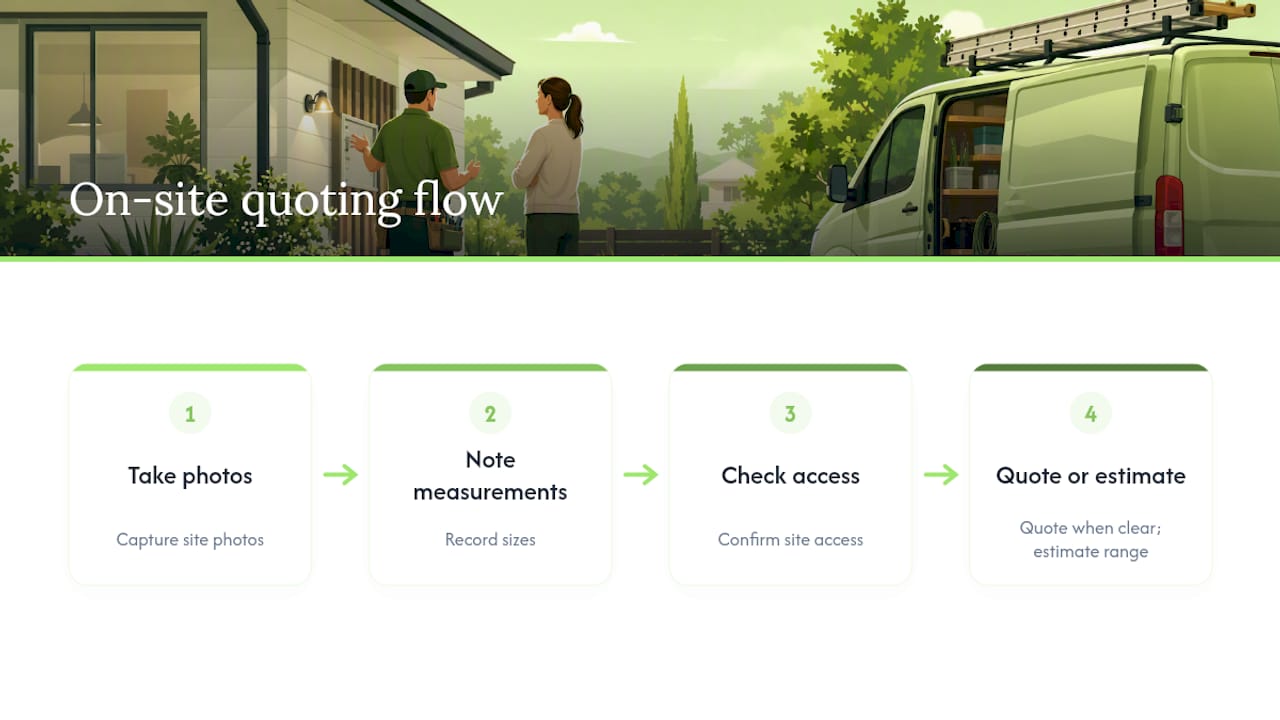 On-site quoting checklist and decision flow