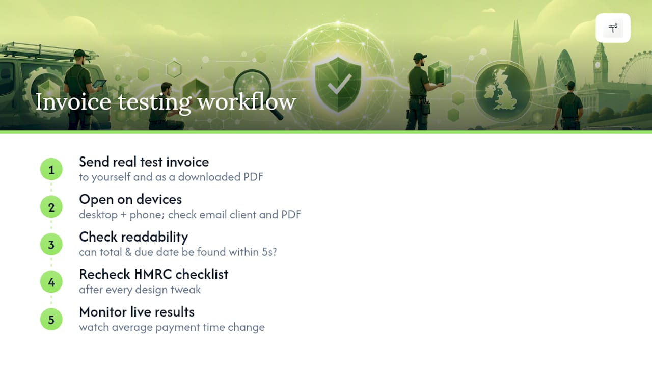 Invoice testing workflow across devices