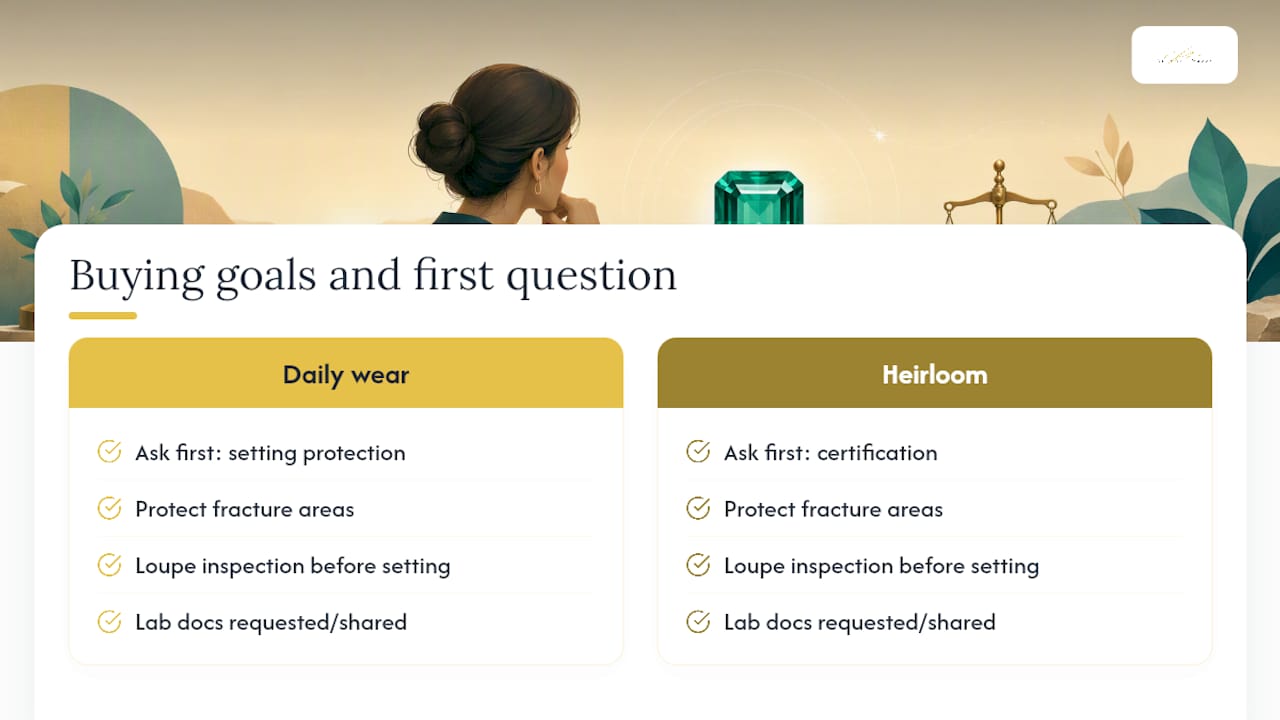 Emerald buying goals and questions comparison