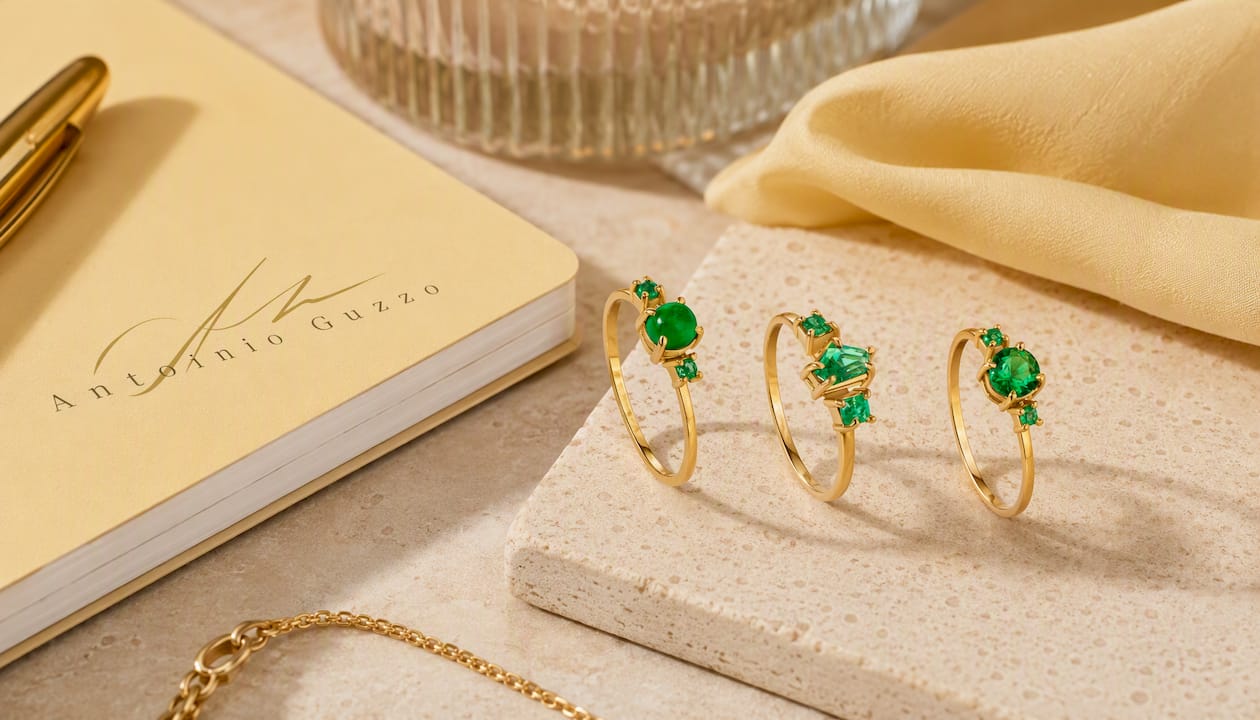 Emerald Trilogy Ring in 18K Gold