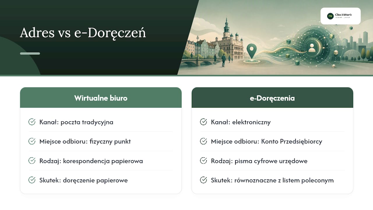 Porównanie adresu fizycznego i e-Doręczeń