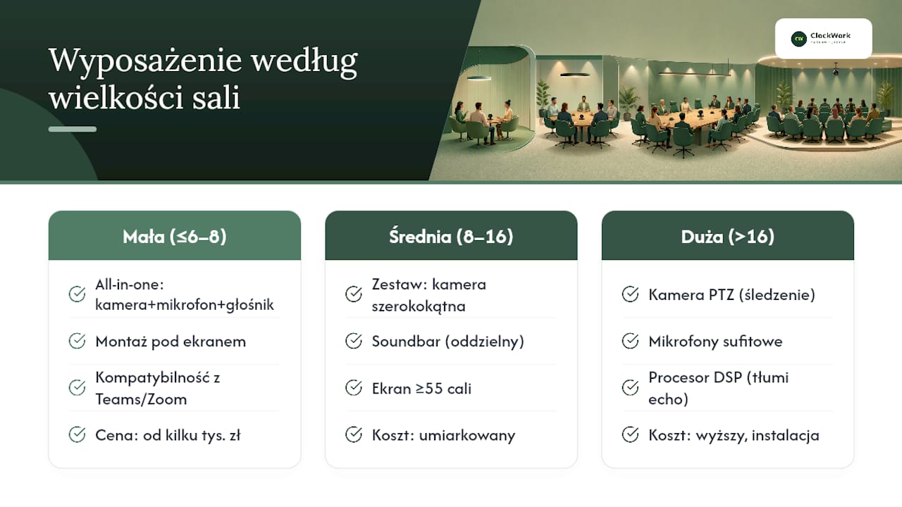 Wyposażenie sali dopasowane do liczby uczestników