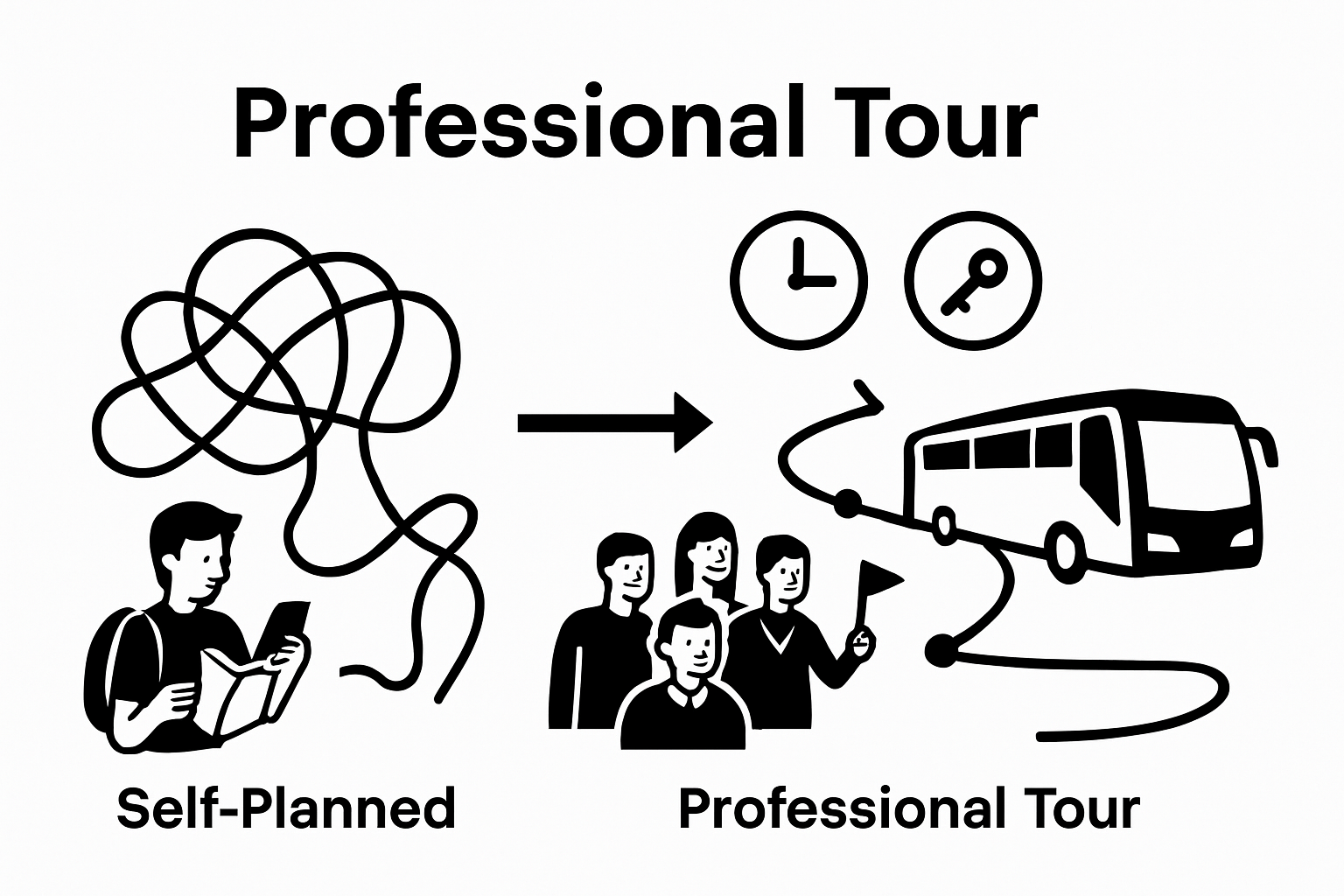Visual comparing self-planned and guided Austin tours