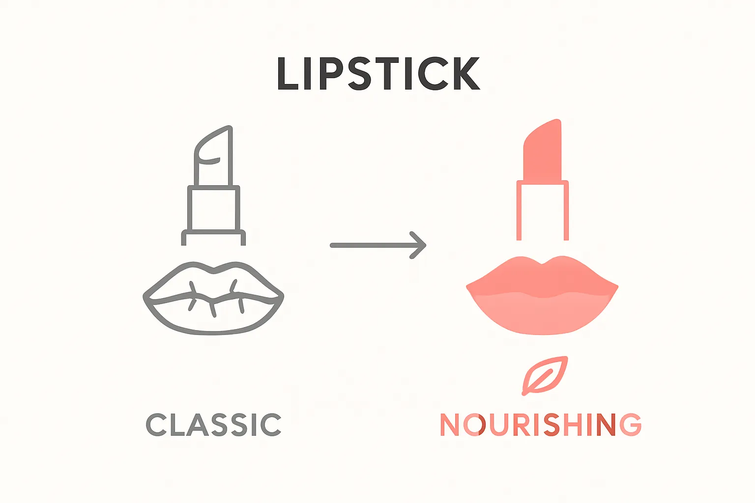 Infographic showing benefits of nourishing lipstick versus classic lipstick
