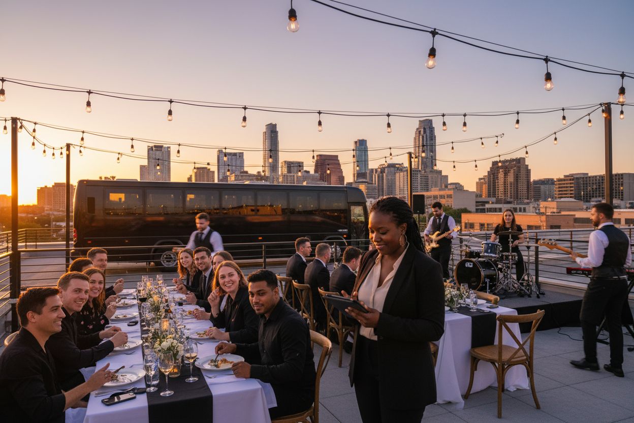 austin event, checklist, evening rooftop