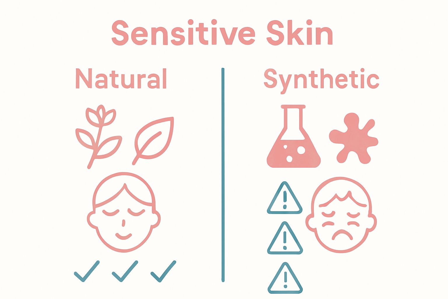 Infographic comparing natural and synthetic ingredients for sensitive skin